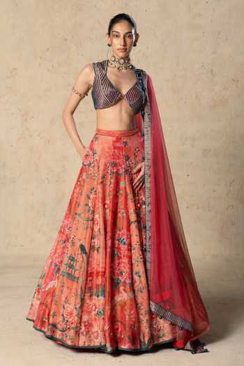 Basil Leaf Printed Tissue Lehenga Set 