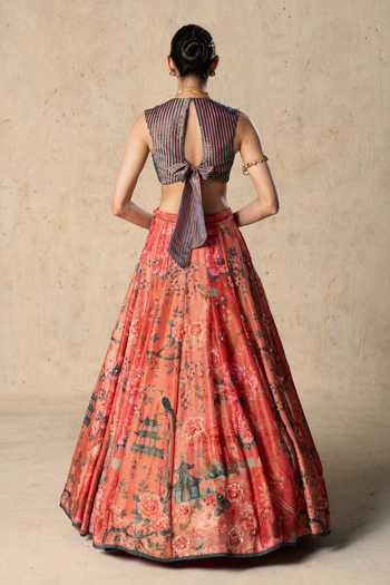 Basil Leaf Printed Tissue Lehenga Set 