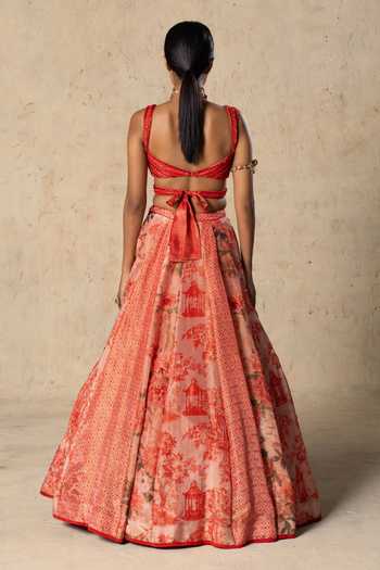 Basil Leaf Printed Tissue Lehenga Set 