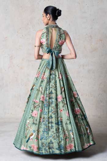 Basil Leaf Emerald Printed Lehenga Set 