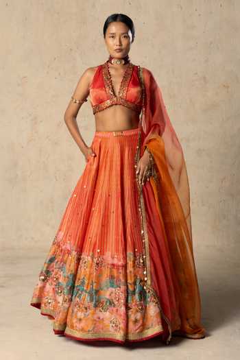 Basil Leaf Saffron Radiance Printed Lehenga Set 