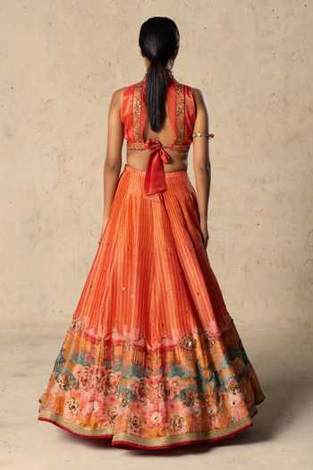 Basil Leaf Saffron Radiance Printed Lehenga Set 