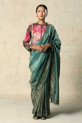 Basil Leaf Tissue Yarded Saree With Blouse 