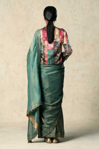 Basil Leaf Tissue Yarded Saree With Blouse 