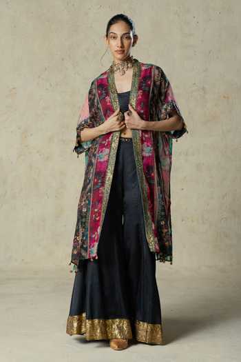 Basil Leaf Printed Jacket Pant Set 