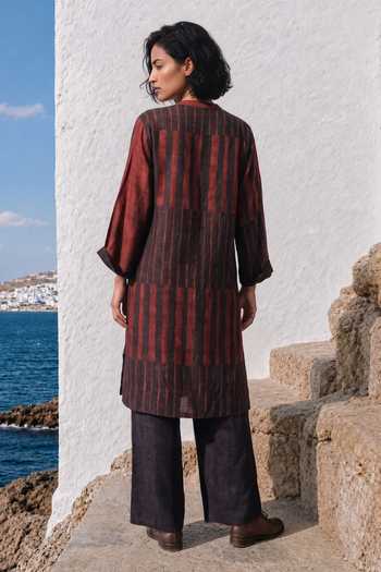 Basil Leaf Earthline Linen Silk Kurta & Pant Set 