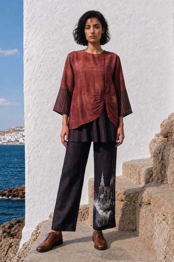 Basil Leaf Asymmetric Top & Pant Set 