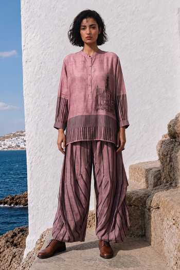 Basil Leaf Linen Silk Top & Pant Set 