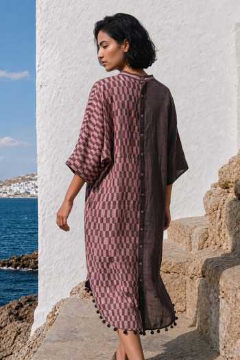 Basil Leaf Checked Midi Dress 