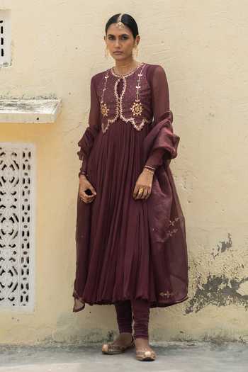 Baise Gaba Zohra Embroidered Koti & Anarkali Set 