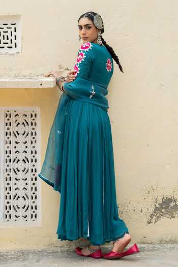Baise Gaba Firoza Gota Patti Work Anarkali Set 