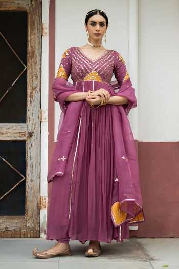 Baise Gaba Shab Goti Patti Work Anarkali Set 