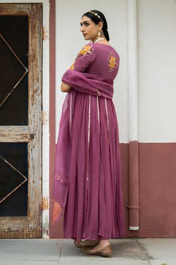 Baise Gaba Shab Goti Patti Work Anarkali Set 