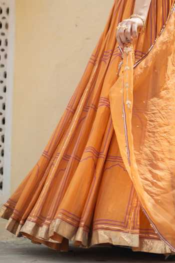 Baise Gaba Yellow Chanderi, Organza Square Neck Swarna Embroidered Corset Top Lehenga Set at Aza Fashions Baise Gaba_Yellow Chanderi, Organza Square Neck Swarna Embroidered Corset Top Lehenga Set _at_Aza_Fashions