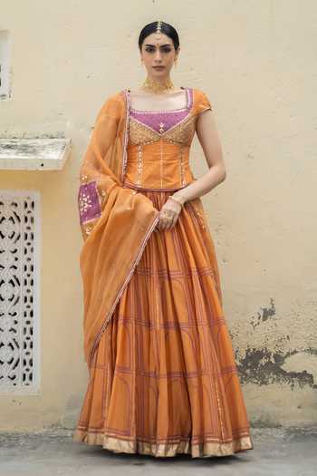 Baise Gaba Swarna Embroidered Corset Top Lehenga Set 
