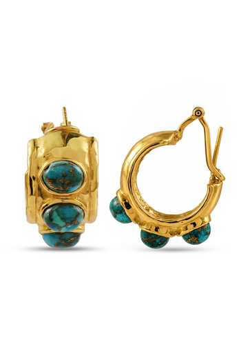 Arvino_Gold Plated Pebble Hoop Huggies Earrings _Online_at_Aza_Fashions