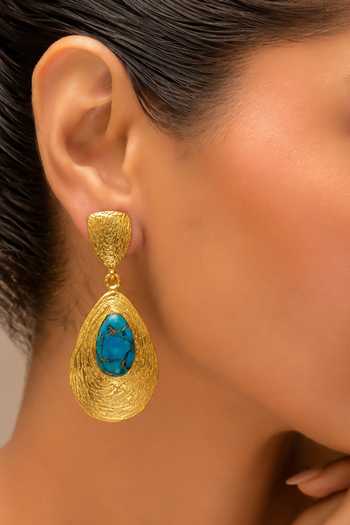 Arvino Turquoise Textured Drop Earrings 