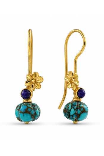Arvino Turquoise Pebble Floral Earrings 