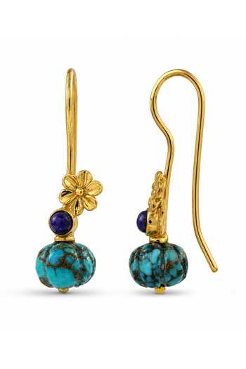 Arvino Blue Turquoise Pebble Floral Earrings Online at Aza Fashions Arvino_Blue Turquoise Pebble Floral Earrings _Online_at_Aza_Fashions