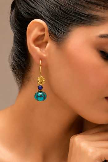 Arvino Turquoise Pebble Floral Earrings 