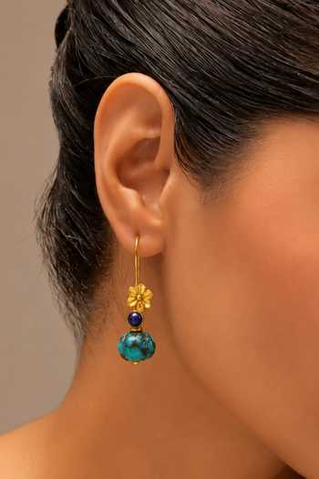 Buy Arvino Blue Turquoise Pebble Floral Earrings Online at Aza Fashions Buy_Arvino_Blue Turquoise Pebble Floral Earrings _Online_at_Aza_Fashions