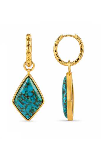 Arvino_Blue Turquoise Mineral Huggies Earrings _Online_at_Aza_Fashions