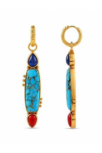 Arvino Gold Plated Totem Drop Earrings Online at Aza Fashions Arvino_Gold Plated Totem Drop Earrings _Online_at_Aza_Fashions