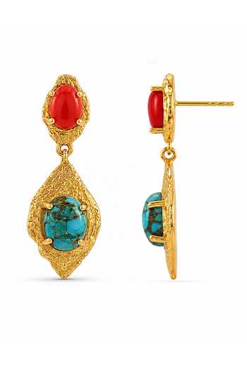 Arvino Gold Plated Olive Leaf Drop Earrings Online at Aza Fashions Arvino_Gold Plated Olive Leaf Drop Earrings _Online_at_Aza_Fashions