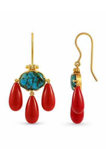 Arvino Red Beach Cascade Earrings Online at Aza Fashions Arvino_Red Beach Cascade Earrings _Online_at_Aza_Fashions