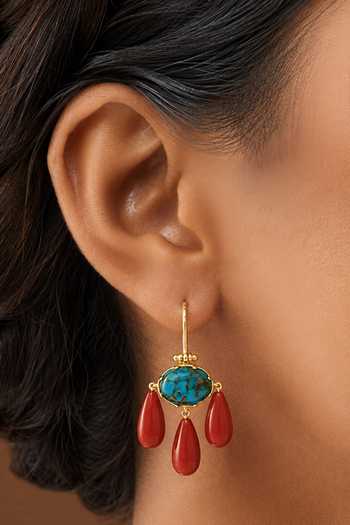 Buy Arvino Red Beach Cascade Earrings Online at Aza Fashions Buy_Arvino_Red Beach Cascade Earrings _Online_at_Aza_Fashions