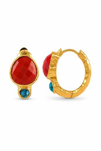 Arvino_Gold Plated Caldera Ember Hoops _Online_at_Aza_Fashions