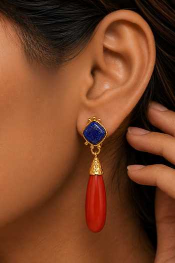 Buy Arvino Red Lapis Coral Drop Earrings Online at Aza Fashions Buy_Arvino_Red Lapis Coral Drop Earrings _Online_at_Aza_Fashions