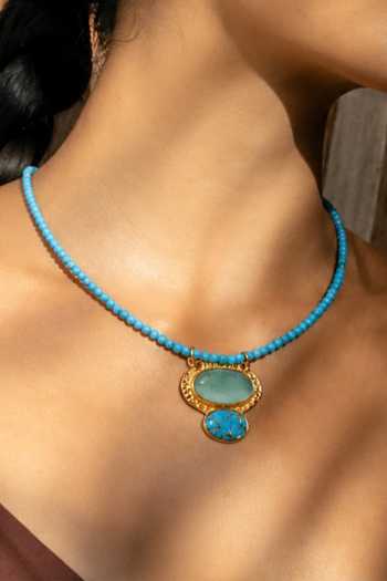 Buy_Arvino_Sky Blue Turquoise Coast Pendant Necklace _Online_at_Aza_Fashions