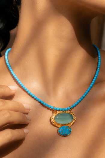 Shop_Arvino_Sky Blue Turquoise Coast Pendant Necklace _Online_at_Aza_Fashions