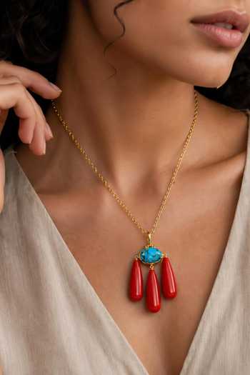 Arvino Beach Coral Cascade Pendant Necklace 