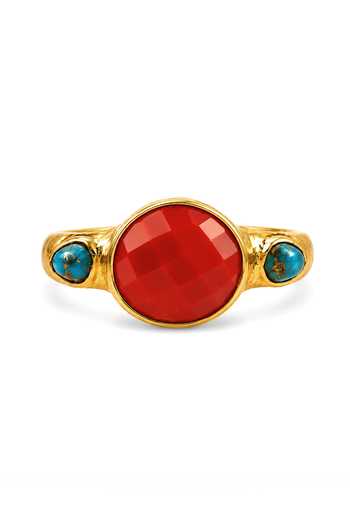 Arvino Multi Color Caldera Turquoise Coral Ring Online at Aza Fashions Arvino_Multi Color Caldera Turquoise Coral Ring _Online_at_Aza_Fashions