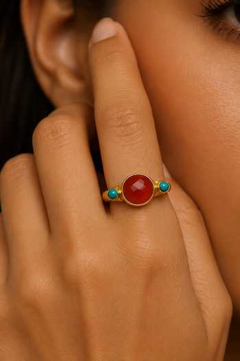Arvino Caldera Turquoise Coral Ring 