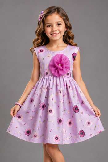 The Little Tales Purple Cotton, Organza, Poplin Floral Print Dress Online at Aza Fashions The Little Tales_Purple Cotton, Organza, Poplin Floral Print Dress _Online_at_Aza_Fashions