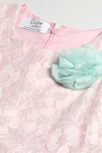 Shop The Little Tales Pink Silk, Cotton, Net Embroidered Ruffle Dress Online at Aza Fashions Shop_The Little Tales_Pink Silk, Cotton, Net Embroidered Ruffle Dress _Online_at_Aza_Fashions