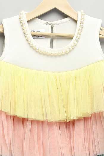 Buy The Little Tales Multi Color Net, Scuba Tiered Ruffle Layered Dress Buy_The Little Tales_Multi Color Net, Scuba Tiered Ruffle Layered Dress