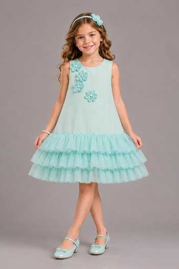 The Little Tales 3D Flower Applique Work Dress 