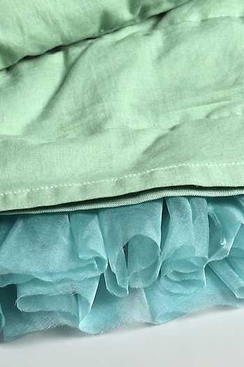 The Little Tales Green Silk, Organza, Net 3d Flower Applique Work Dress at Aza Fashions The Little Tales_Green Silk, Organza, Net 3d Flower Applique Work Dress _at_Aza_Fashions