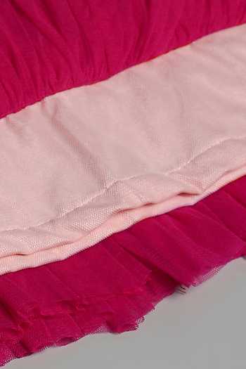 The Little Tales Pink Cotton, Organza, Net 3d Floral Applique Dress Online at Aza Fashions The Little Tales_Pink Cotton, Organza, Net 3d Floral Applique Dress _Online_at_Aza_Fashions