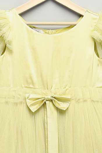 The Little Tales Yellow Silk, Satin, Net Layered Frill Dress at Aza Fashions The Little Tales_Yellow Silk, Satin, Net Layered Frill Dress _at_Aza_Fashions