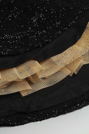 Buy The Little Tales Black Cotton, Organza Sequin Work One Shoulder Dress Buy_The Little Tales_Black Cotton, Organza Sequin Work One Shoulder Dress