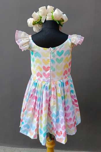 Buy The little tales Multi Color Cotton, Organza, Poplin Heart Print Dress Online at Aza Fashions Buy_The little tales_Multi Color Cotton, Organza, Poplin Heart Print Dress _Online_at_Aza_Fashions