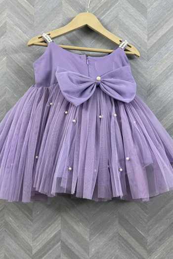 Buy The Little Tales Purple Cotton, Net Strappy 3d Flower Embellished Dress Online at Aza Fashions Buy_The Little Tales_Purple Cotton, Net Strappy 3d Flower Embellished Dress _Online_at_Aza_Fashions