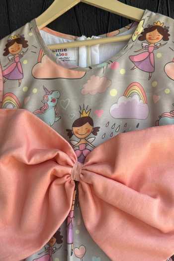 Shop The Little Tales Grey Silk, Cotton, Organza Ballerina Printed Dress Shop_The Little Tales_Grey Silk, Cotton, Organza Ballerina Printed Dress