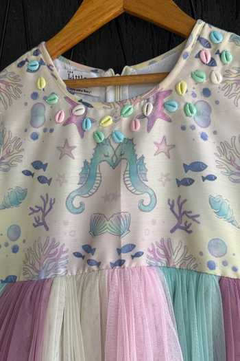Buy The Little Tales Multi Color Silk, Cotton, Net Underwater Print Dress Buy_The Little Tales_Multi Color Silk, Cotton, Net Underwater Print Dress