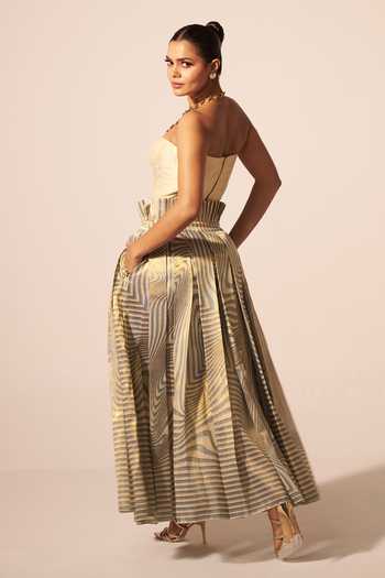 Jyoti Sachdev Iyer Illusion Print Skirt With Corset